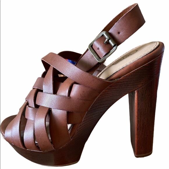 CATO Platform Woven Faux Leather Heels Like New 6 - Picture 1 of 7